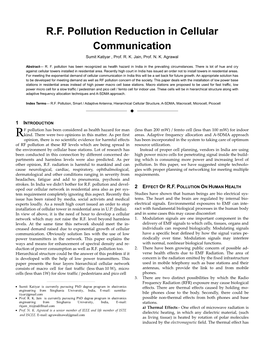 R.F. Pollution Reduction in Cellular Communication Sumit Katiyar , Prof