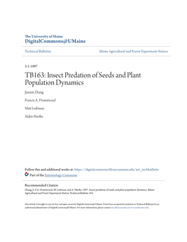 TB163: Insect Predation of Seeds and Plant Population Dynamics Jianxin Zhang