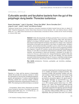 Culturable Aerobic and Facultative Bacteria from the Gut of the Polyphagic Dung Beetle Thorectes Lusitanicus
