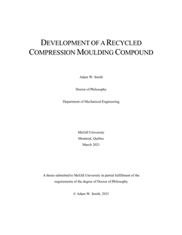 Development of a Recycled Compression Moulding Compound