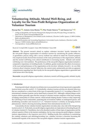 Volunteering Attitude, Mental Well-Being, and Loyalty for the Non-Profit Religious Organization of Volunteer Tourism