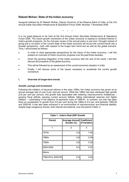 Rakesh Mohan: State of the Indian Economy