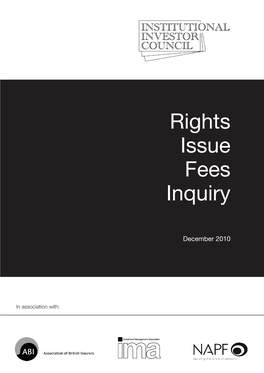 Rights Issue Fees Inquiry Report