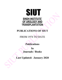 Sindh Institute' of Urology and Transplantation