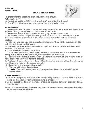 Exam 2 Review Sheet