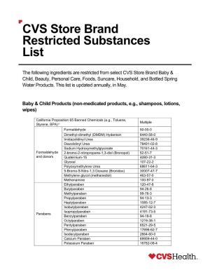 CVS Store Brand Restricted Substances List