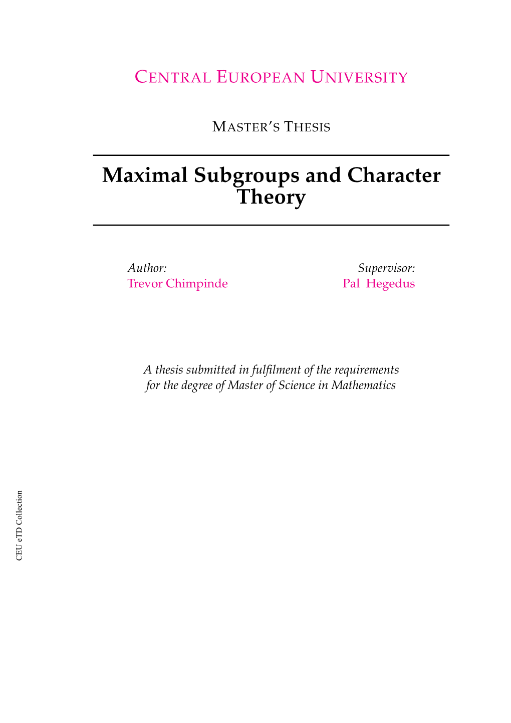 Maximal Subgroups and Character Theory