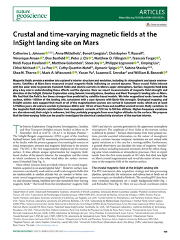 Crustal and Time-Varying Magnetic Fields at the Insight Landing Site on Mars