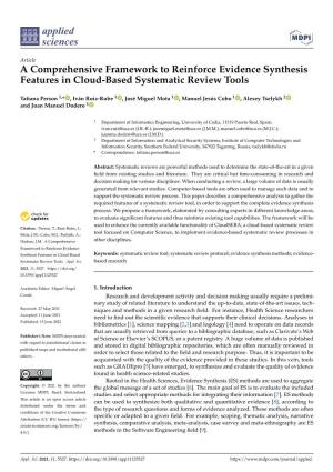 A Comprehensive Framework to Reinforce Evidence Synthesis Features in Cloud-Based Systematic Review Tools
