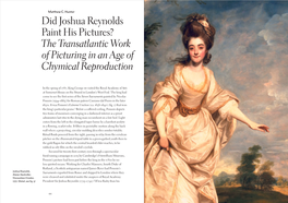 Did Joshua Reynolds Paint His Pictures? the Transatlantic Work of Picturing in an Age of Chymical Reproduction
