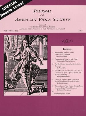 Journal of the American Viola Society Volume 18 No. 2 & 3, 2002