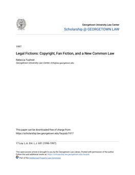 Legal Fictions: Copyright, Fan Fiction, and a New Common Law