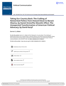 Taking Our Country Back: the Crafting of Networked Politics from Howard