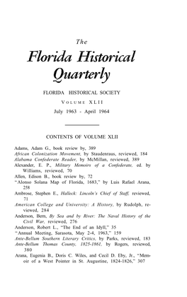 FLORIDA HISTORICAL SOCIETY July 1963