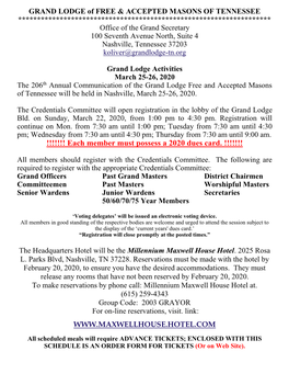 GRAND LODGE of FREE & ACCEPTED MASONS OF