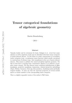 Tensor Categorical Foundations of Algebraic Geometry