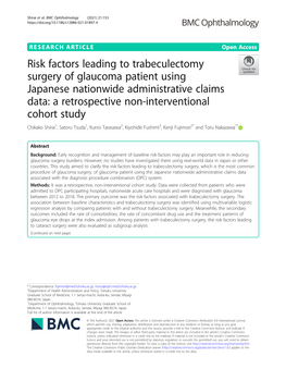 Risk Factors Leading to Trabeculectomy Surgery Of
