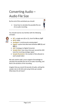 Converting Audio – Audio File Size