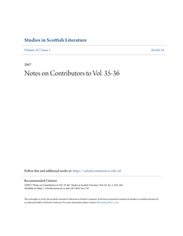 Notes on Contributors to Vol. 35-36