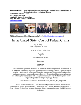 In the United States Court of Federal Claims