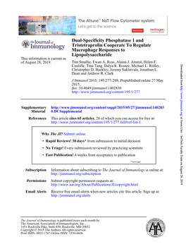 Lipopolysaccharide Macrophage Responses to Tristetraprolin