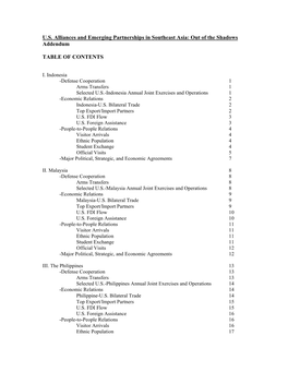 U.S. Alliances and Emerging Partnerships in Southeast Asia: out of the Shadows Addendum