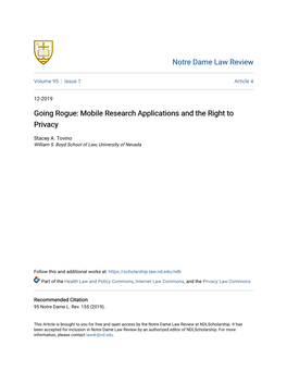 Going Rogue: Mobile Research Applications and the Right to Privacy