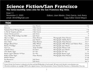 Science Fiction/San Francisco the Twice-Monthly News Zine for the San Francisco Bay Area