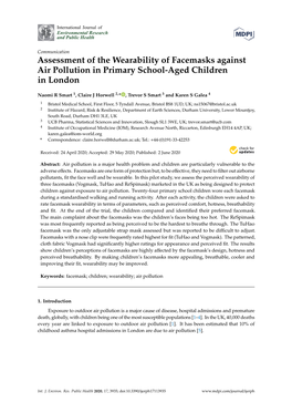 Assessment of the Wearability of Facemasks Against Air Pollution in Primary School-Aged Children in London