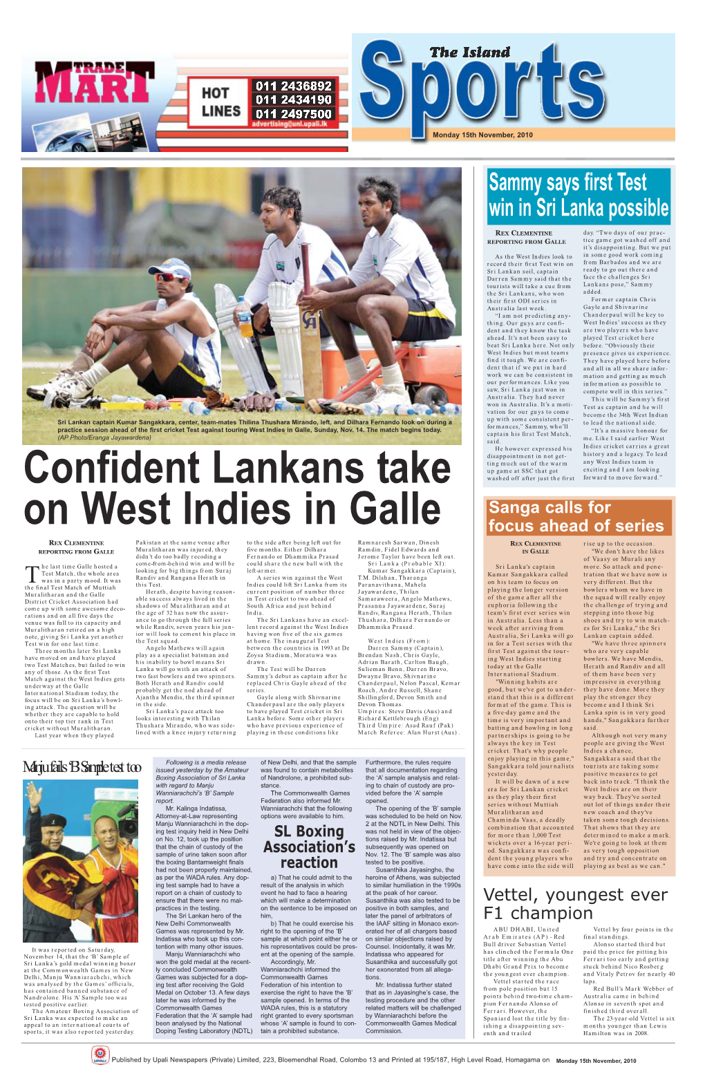 Confident Lankans Take on West Indies in Galle