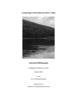 Archaeology of the Delaware River Valley Annotated Bibliography