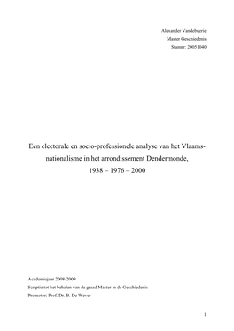 Alexander Vandebuerie Master Geschiedenis Stamnr: 20051040