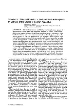 Stimulation of Genital Eversion in the Land Snail Helix Aspersa by Extracts of the Glands of the Dart Apparatus DANIEL J.D