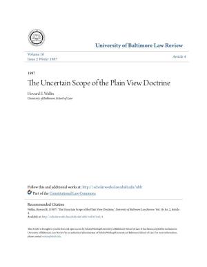 The Uncertain Scope of the Plain View Doctrine