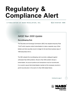 Regulatory & Compliance Alert
