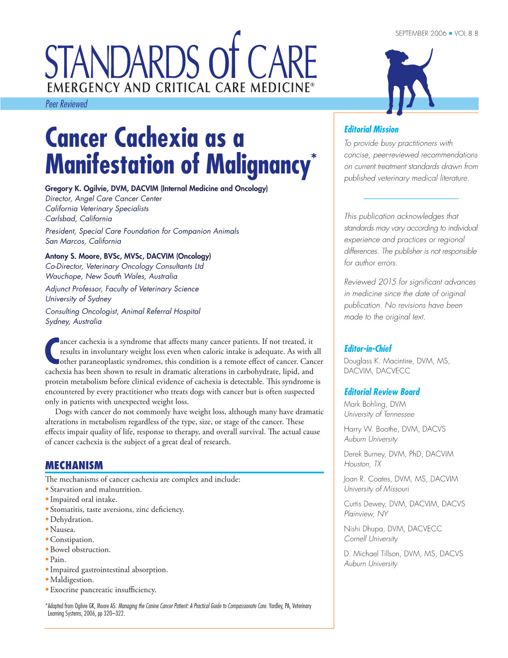Cancer Cachexia As a Manifestation of Malignancy*
