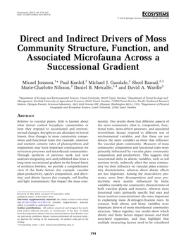Direct and Indirect Drivers of Moss Community Structure, Function, and Associated Microfauna Across a Successional Gradient