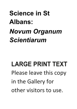 Novum Organum Scientiarum LARGE PRINT TEXT