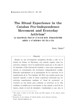 The Ritual Experience in the Catalan Pro-Independence Movement And