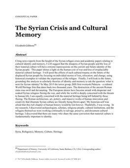 The Syrian Crisis and Cultural Memory