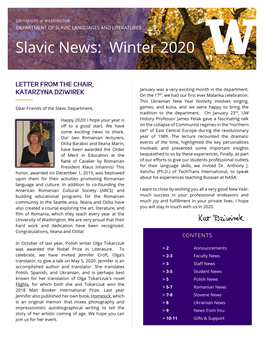 Slavic News: Winter 2020
