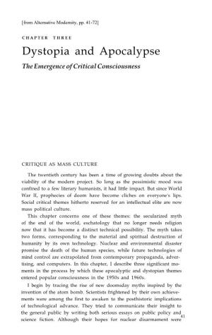 Dystopia and Apocalypse the Emergence of Critical Consciousness