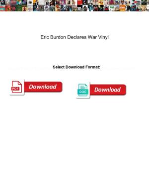 Eric Burdon Declares War Vinyl