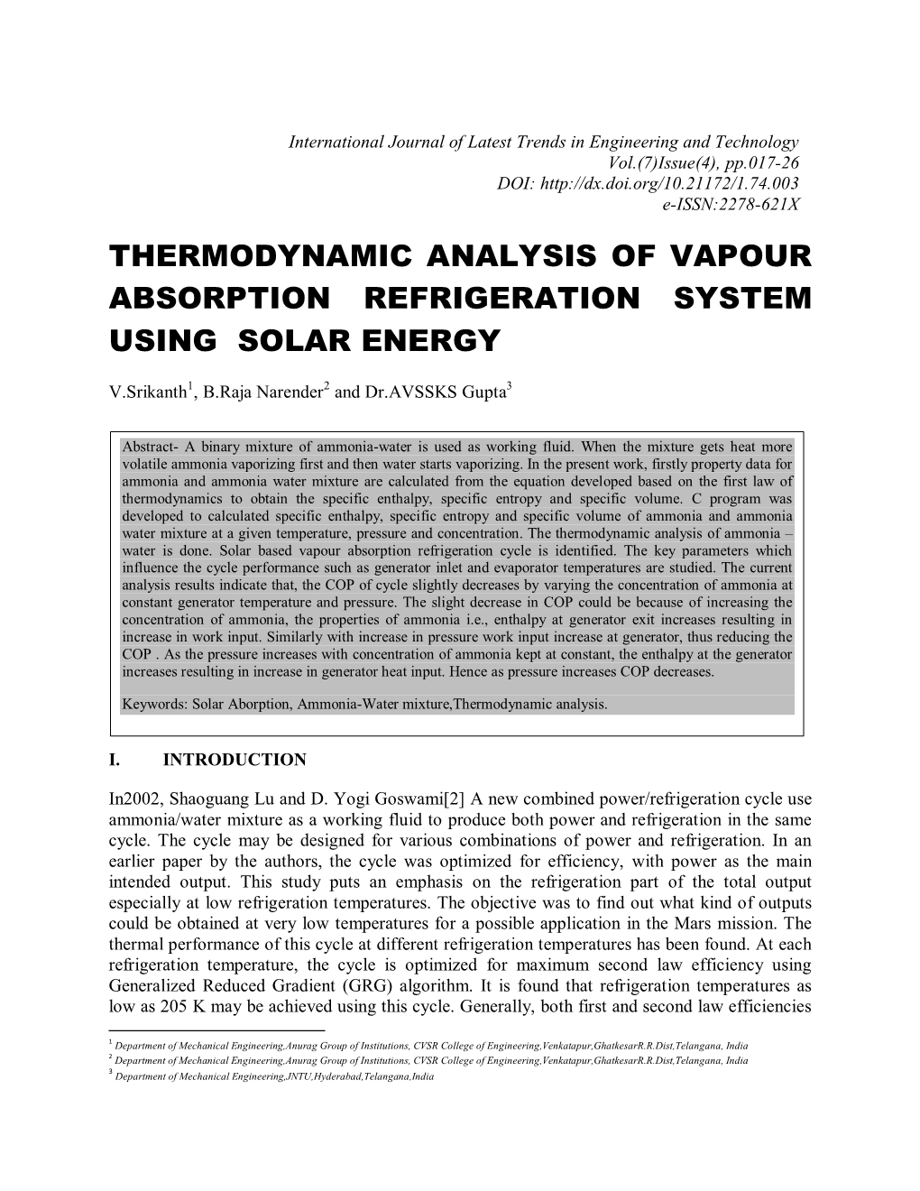 Thermodynamic Analysis Of Vapour Absorption Refrigeration System Using ...