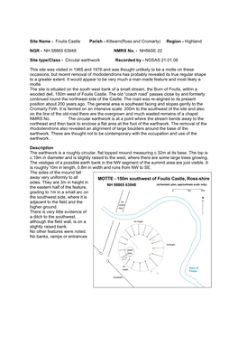 Site Name - Foulis Castle Parish - Kiltearn(Ross and Cromarty) Region - Highland