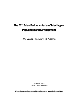 The 27 Asian Parliamentarians' Meeting on Population And