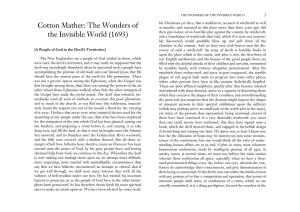 Cotton Mather: the Wonders of the Invisible World (1693)