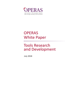 OPERAS White Paper Tools Research and Development