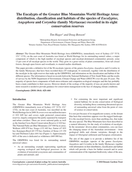 The Eucalypts of the Greater Blue Mountains World Heritage Area