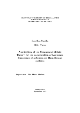 Application of the Compound Matrix Theory for the Computation of Lyapunov Exponents of Autonomous Hamiltonian Systems